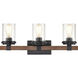 Taos 3 Light 23 inch Matte Black/Wood Grain Vanity Light Wall Light